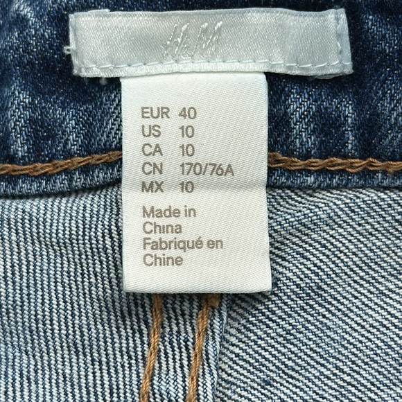 H & M Blue Denim Frayed Hem Women's Festival Shorts high waisted size 10 (A47) - Picture 6 of 8